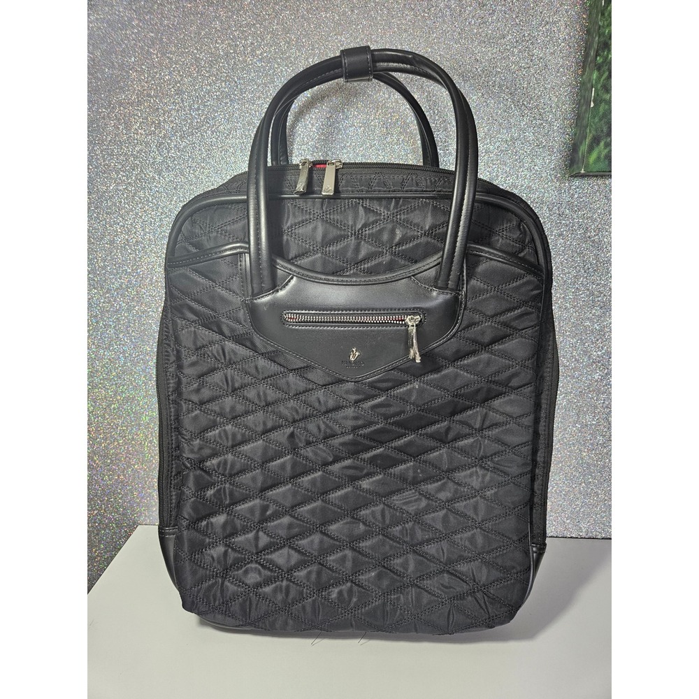 KNOMO London Fitzrovia Scala Black Quilted‎ Wheeled Laptop Carry On Bag Luggage